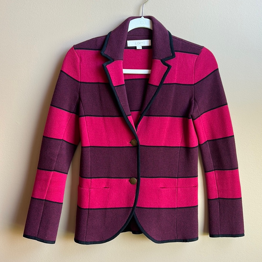 Pink and Purple LOFT Sweater Blazer - small